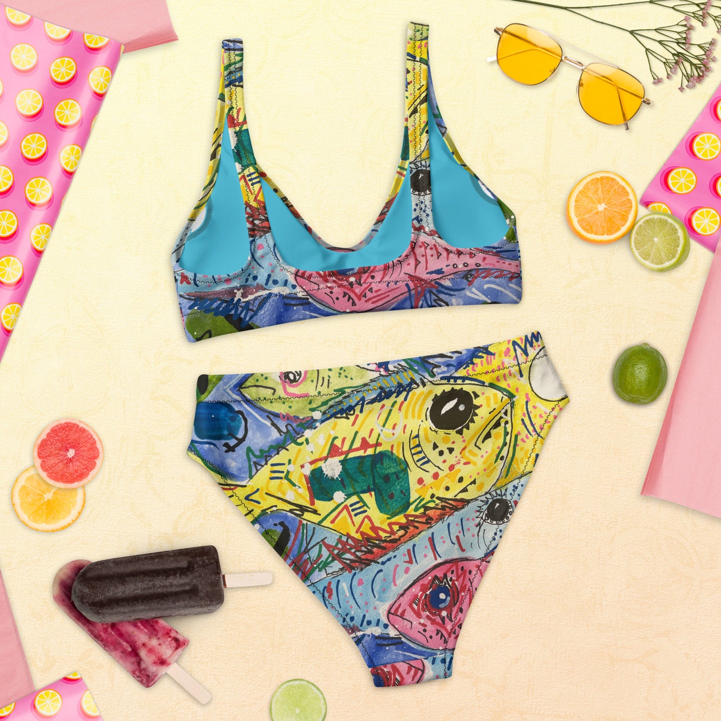 Fish II Recycled high-waisted bikini