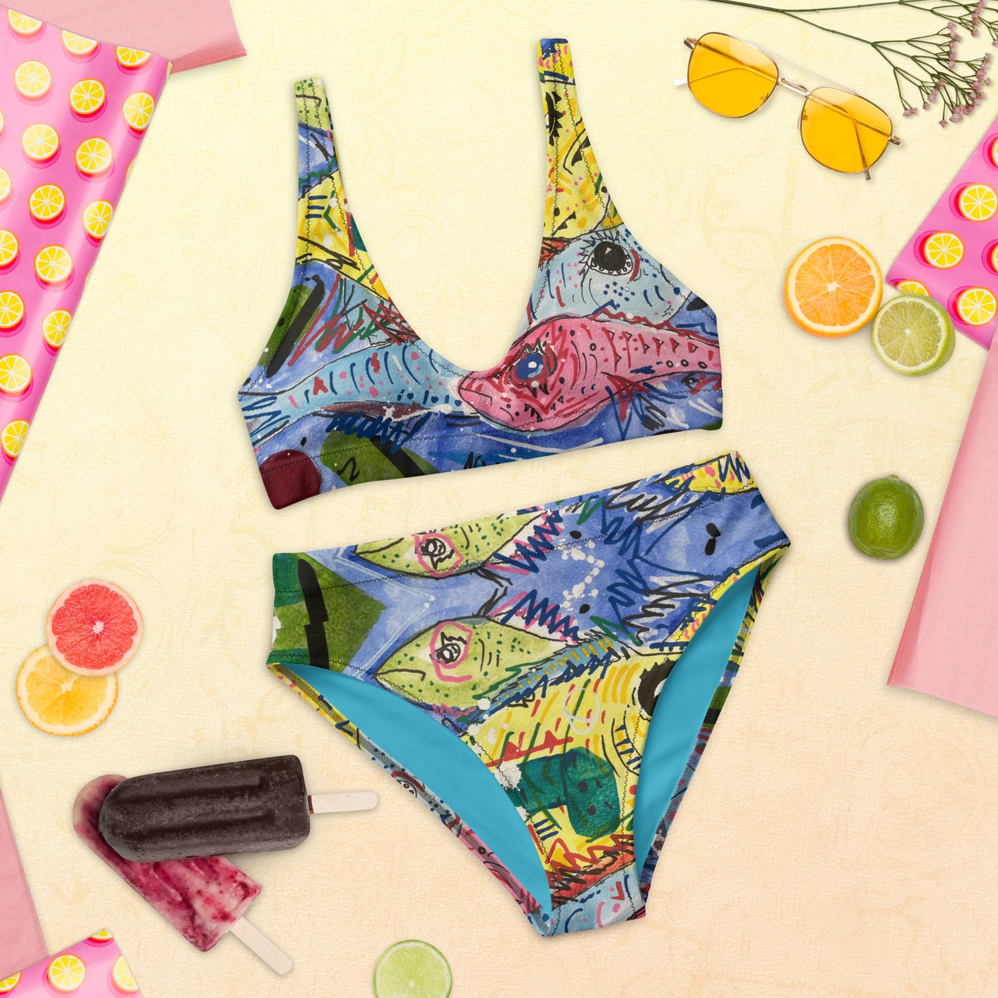Fish II Recycled high-waisted bikini
