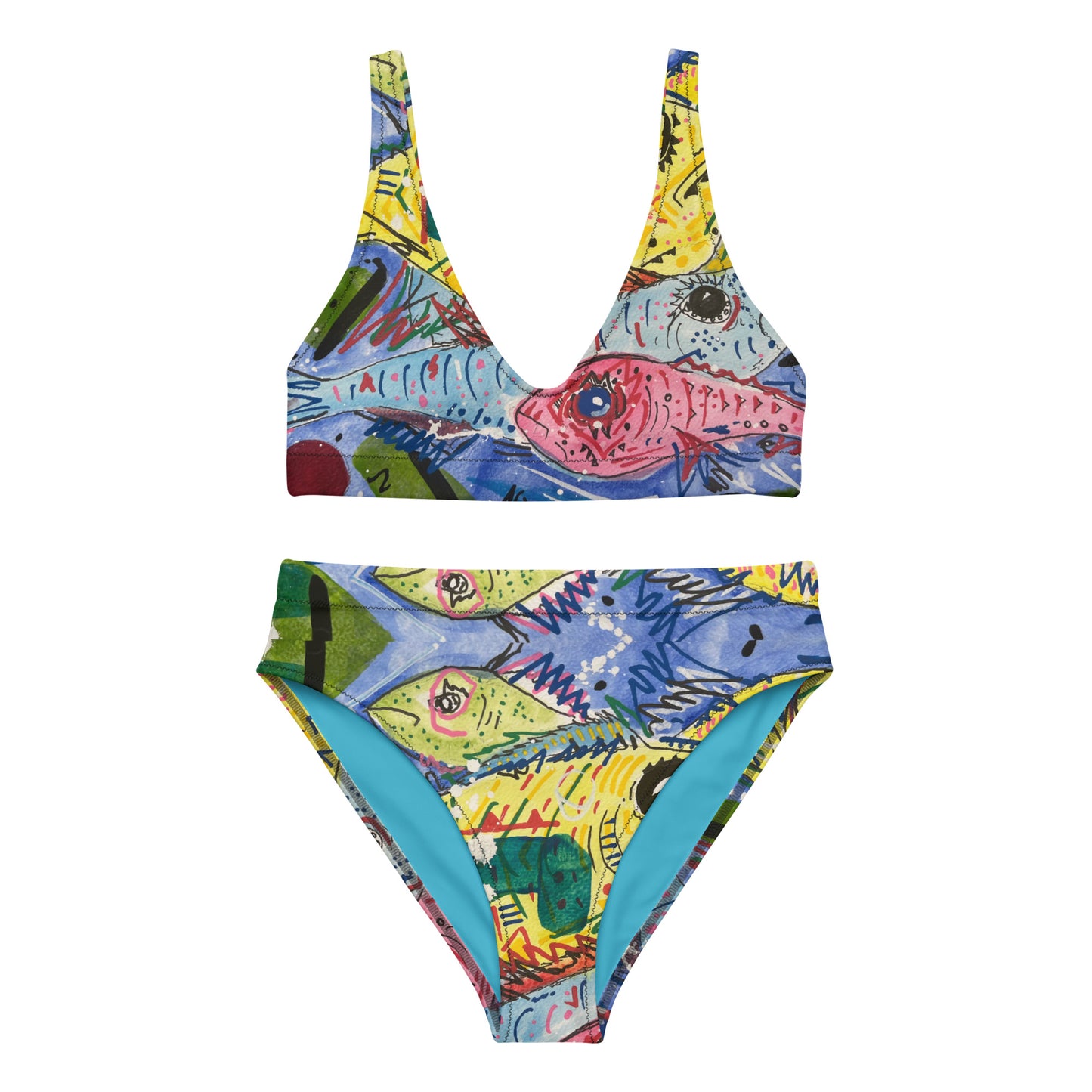 Fish II Recycled high-waisted bikini