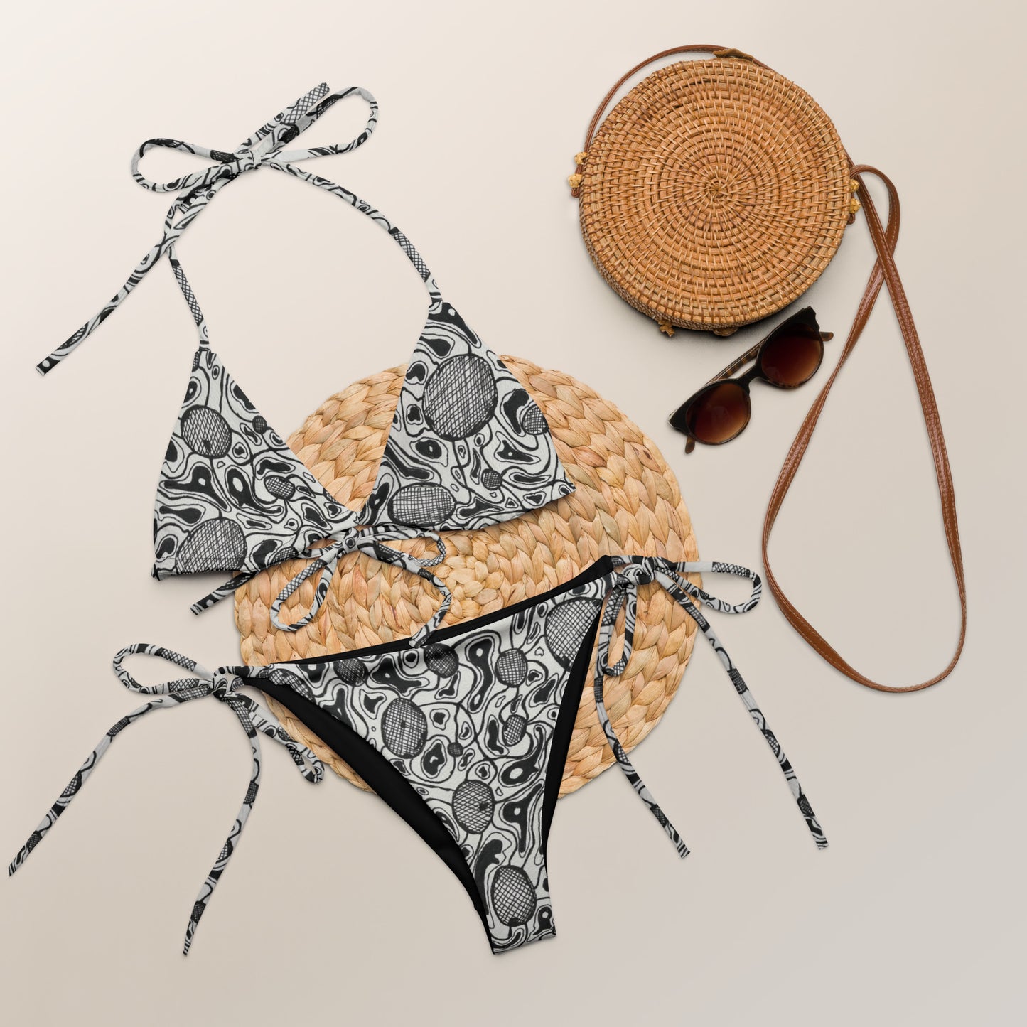 Melted cell All-over print recycled string bikini