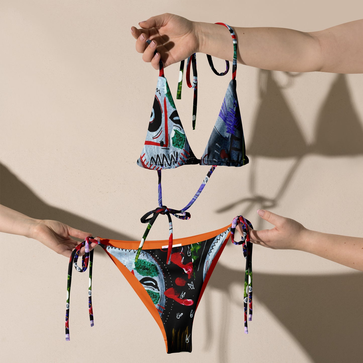 Black John All-over print recycled string bikini
