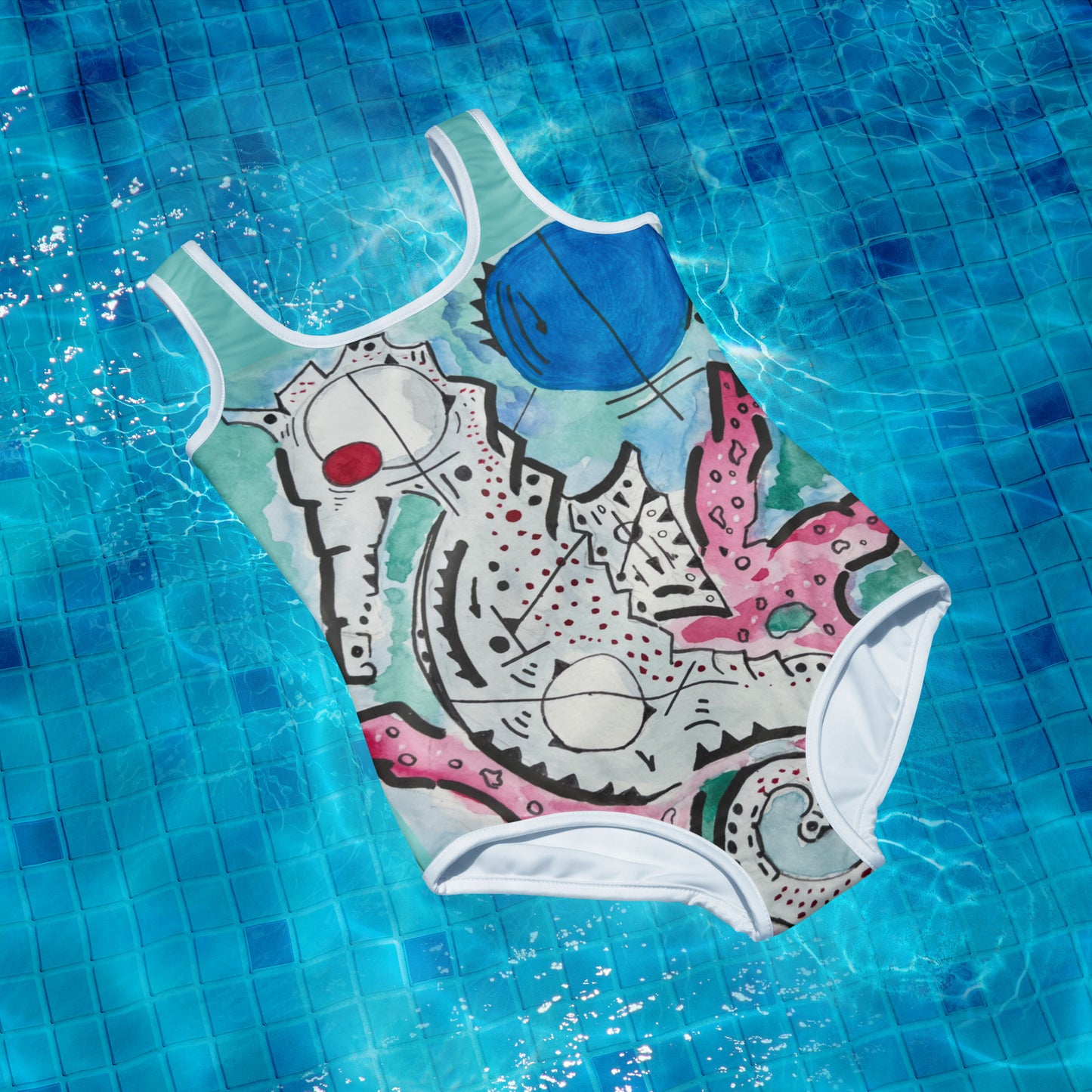 SeaHorse All-Over Print Youth Swimsuit
