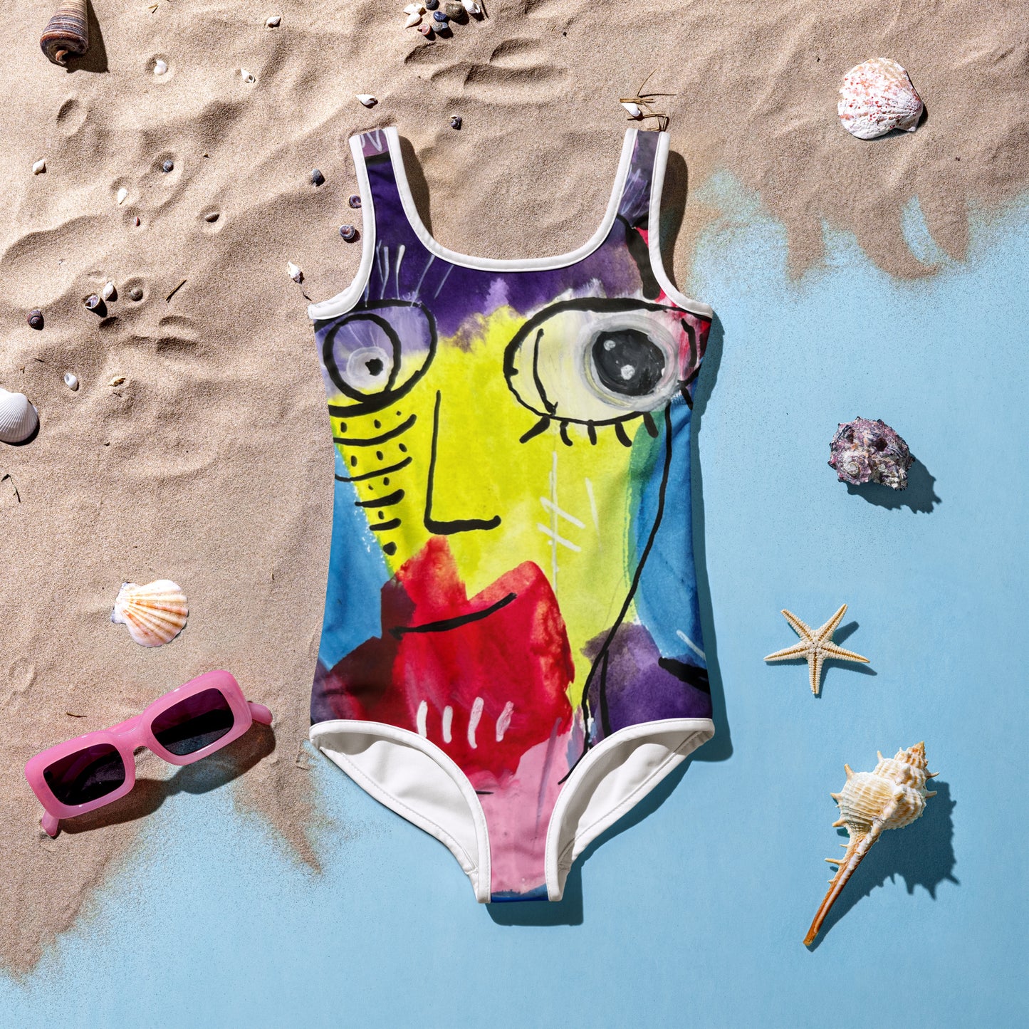 Faces All-Over Print Kids Swimsuit