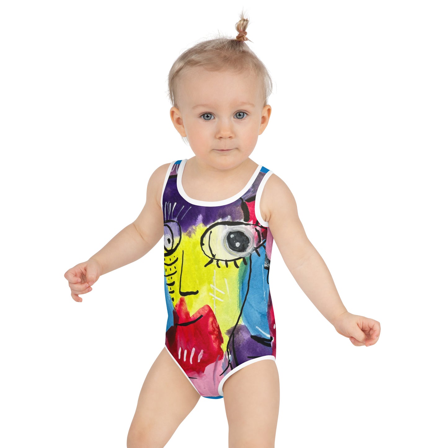 Faces All-Over Print Kids Swimsuit