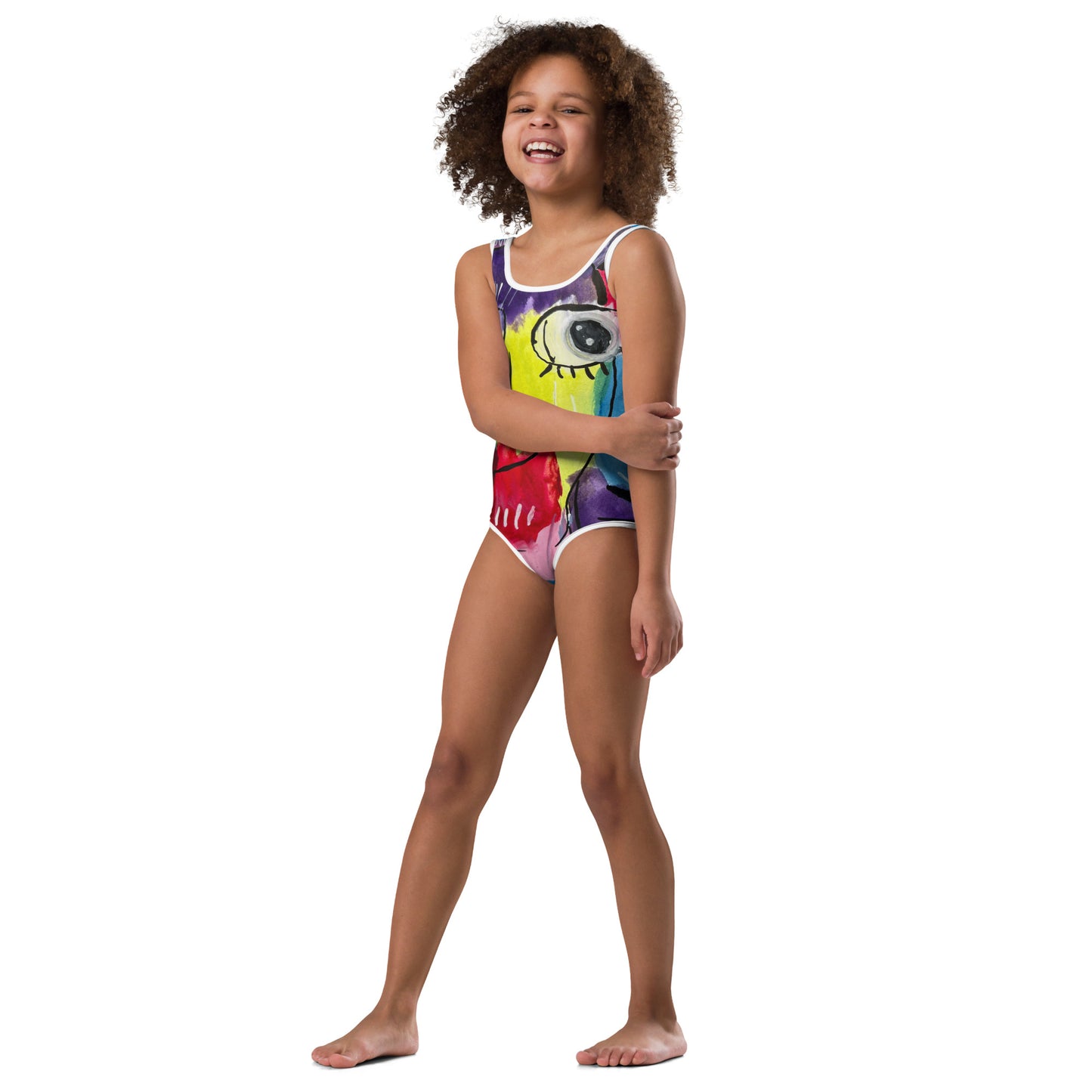 Faces All-Over Print Kids Swimsuit