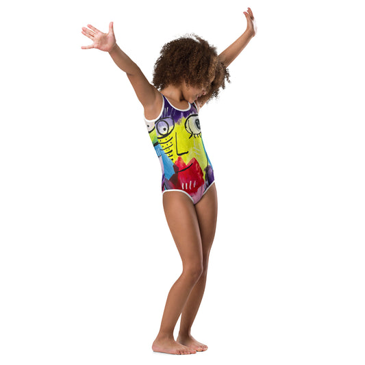 Faces All-Over Print Kids Swimsuit