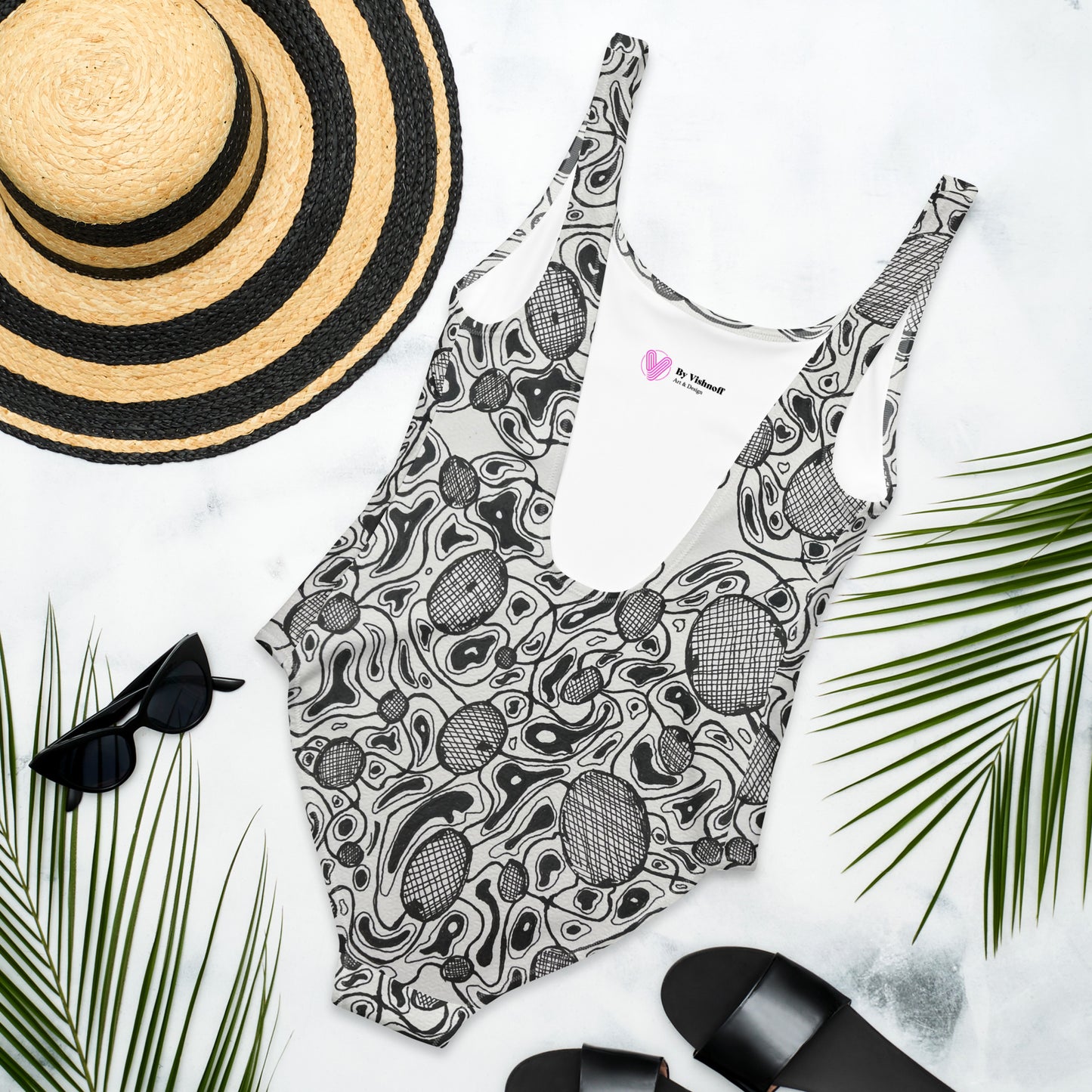 Melted cell One-Piece Swimsuit