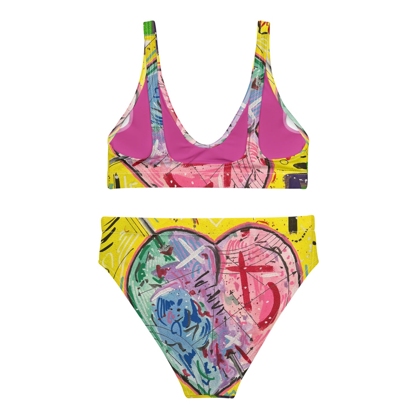 Heart Recycled high-waisted bikini