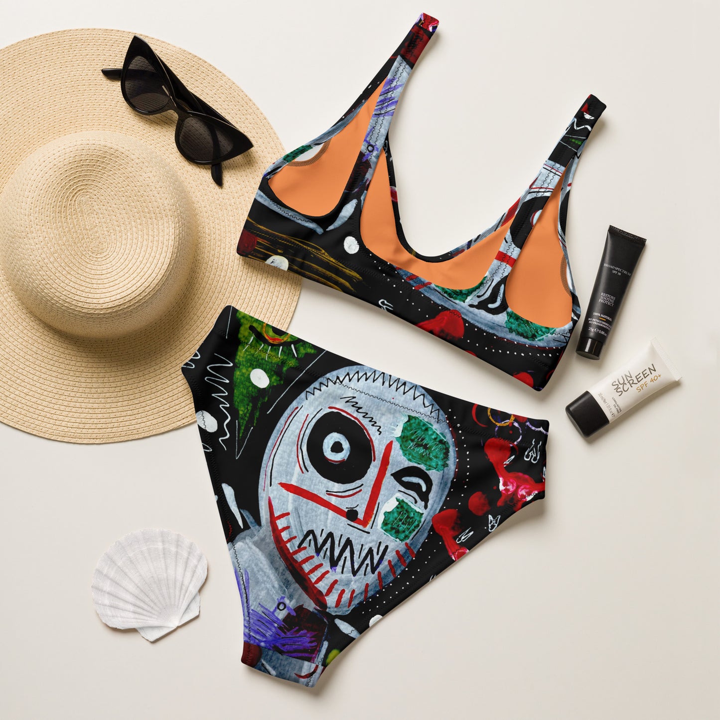 Black John Recycled high-waisted bikini