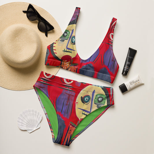 Red Him Recycled high-waisted bikini