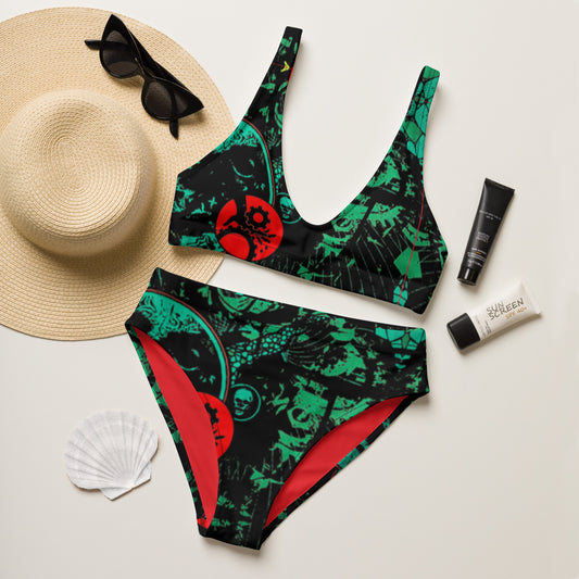 Snake Recycled high-waisted bikini