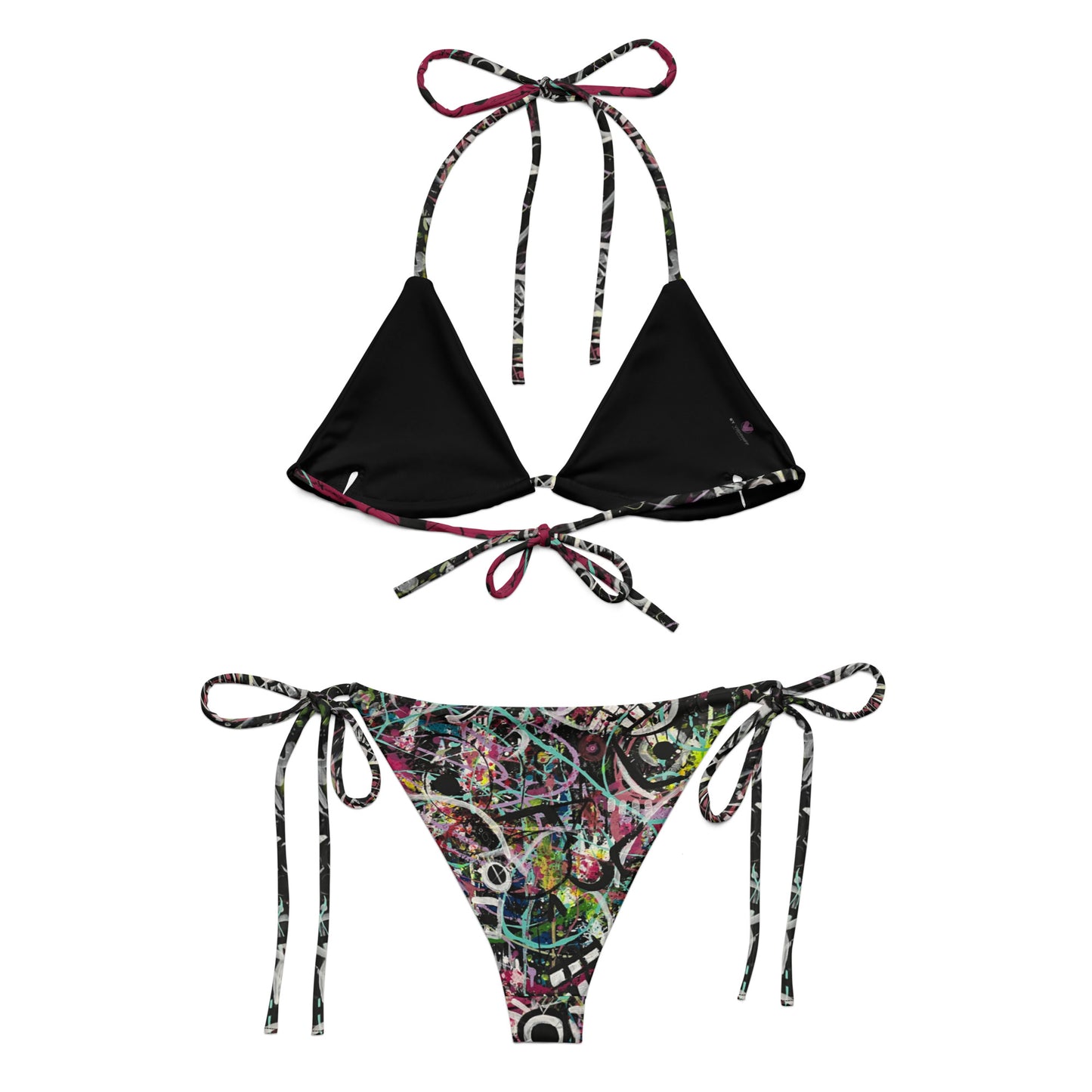 Crazy Paint All-over print recycled string bikini