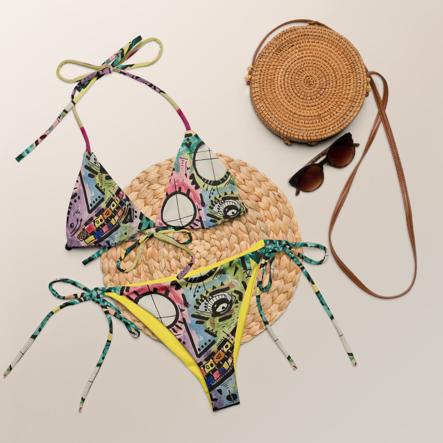 Indian Morning All-over print recycled string bikini