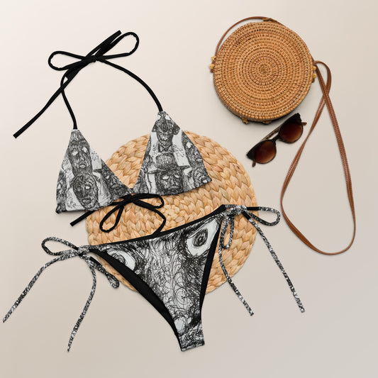 Sketch All-over print recycled string bikini
