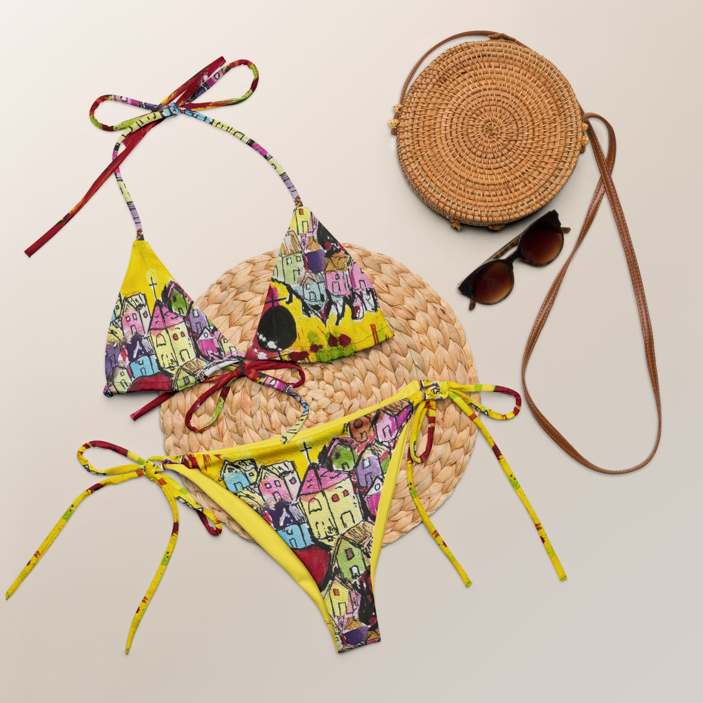 Ghost Town All-over print recycled string bikini