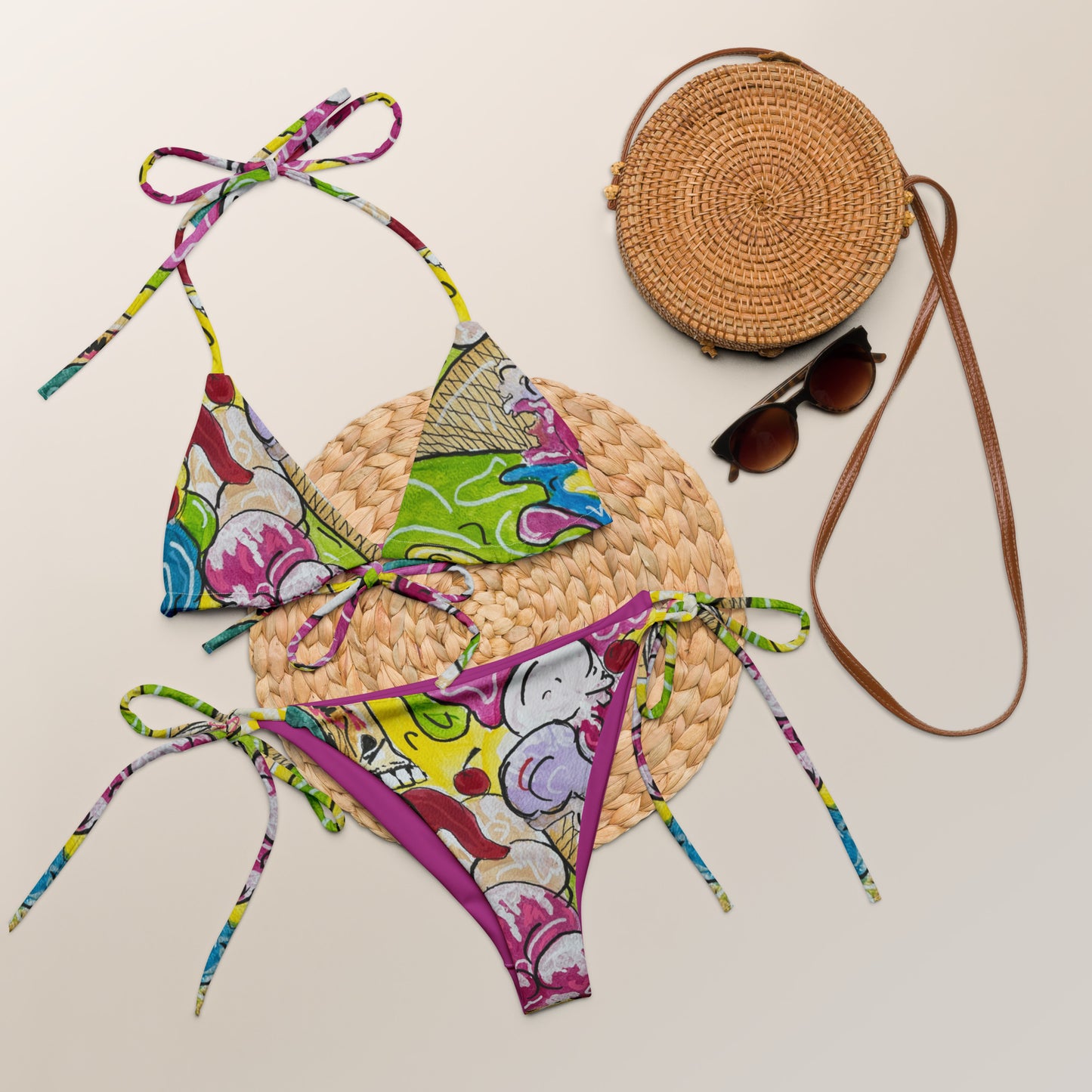 Ice Cream Men All-over print recycled string bikini