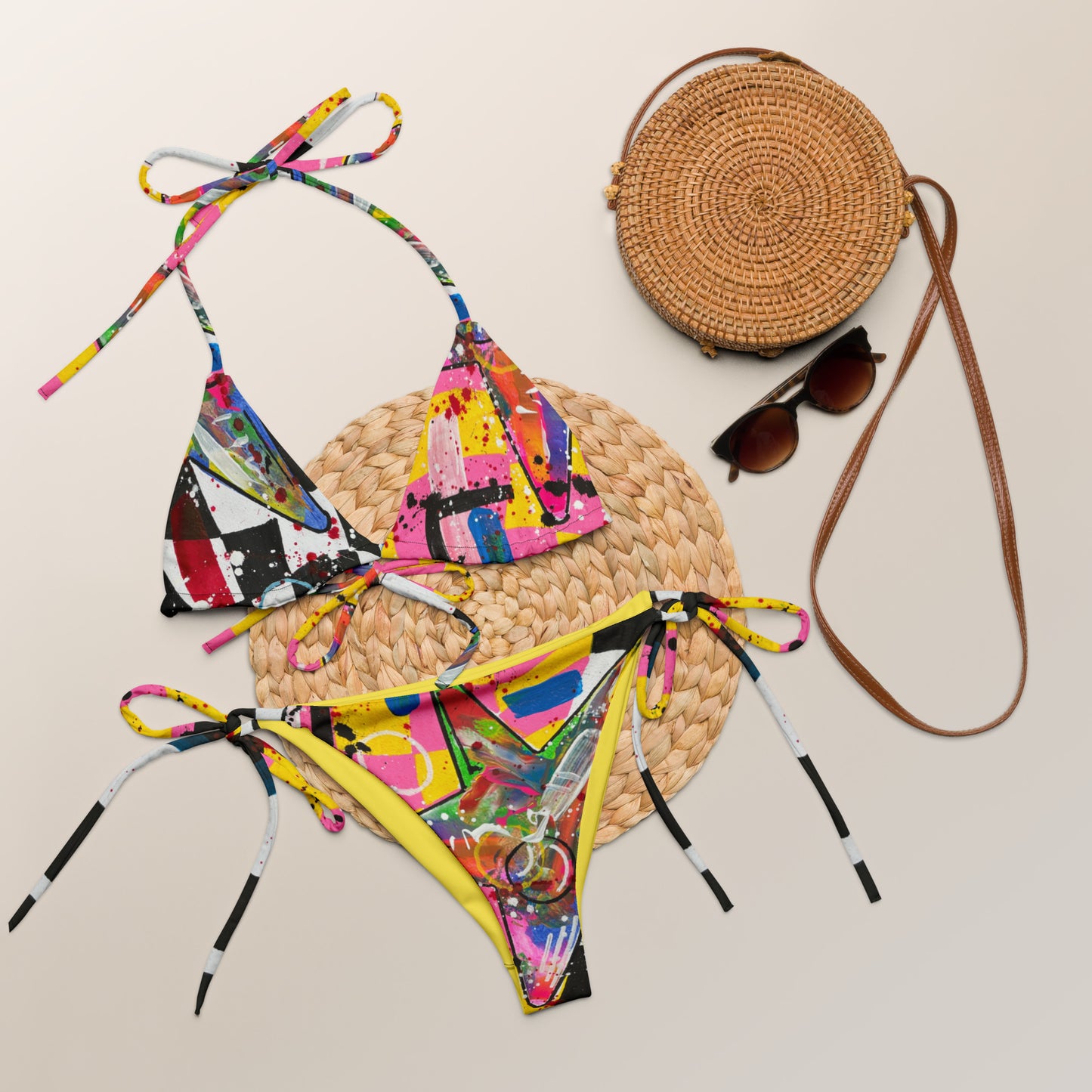 Star Trip All-over print recycled string bikini