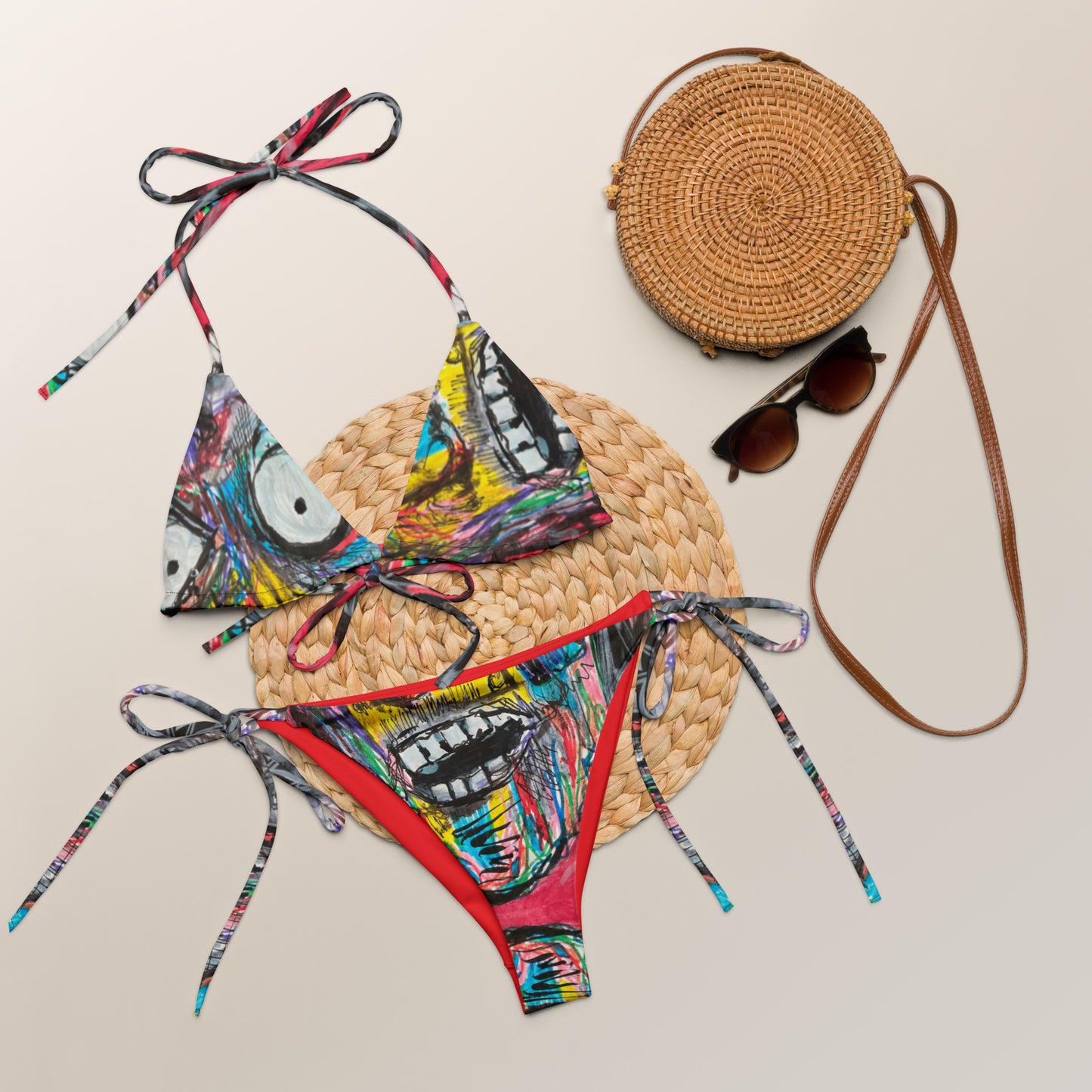 Monster All-over print recycled string bikini