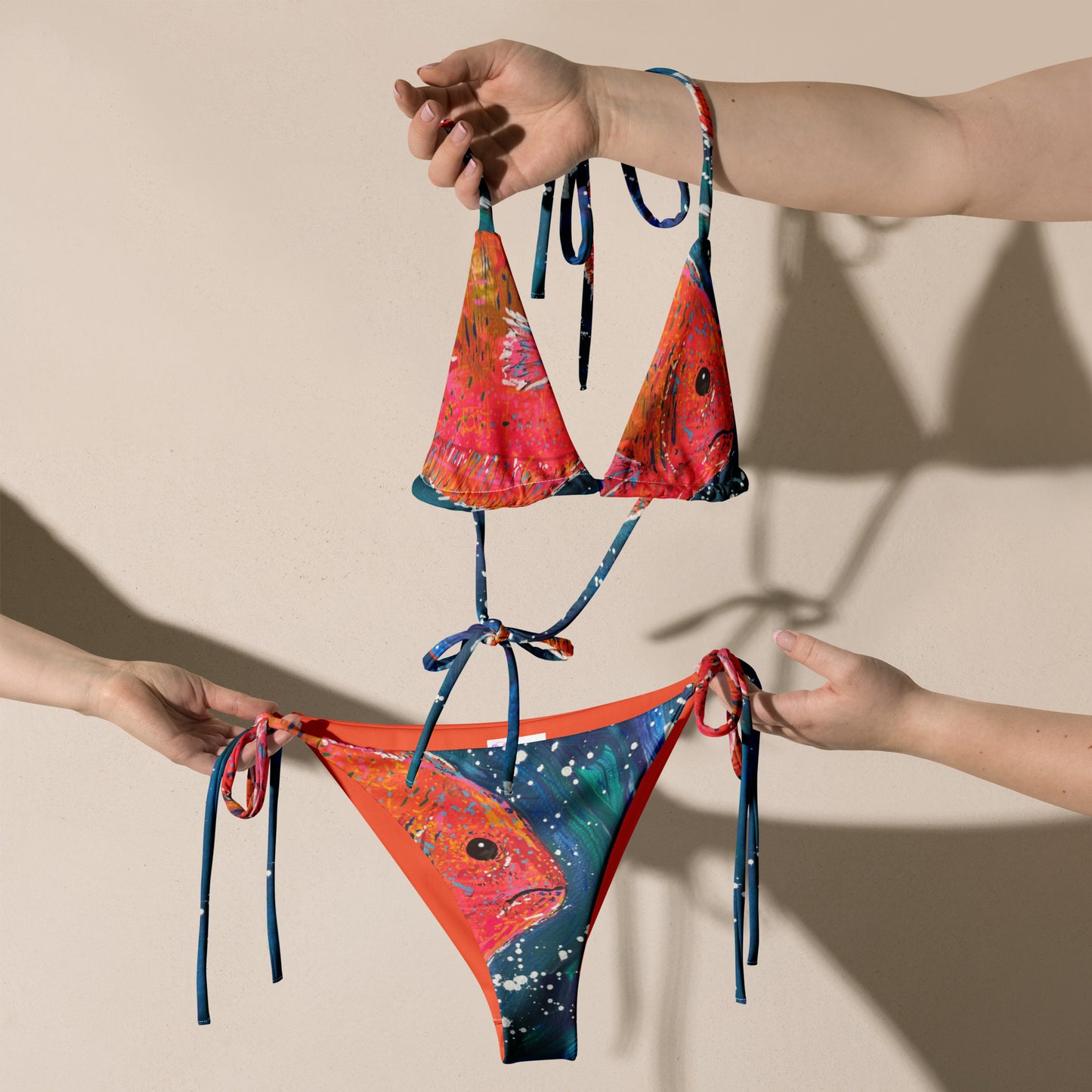 Fish All-over print recycled string bikini