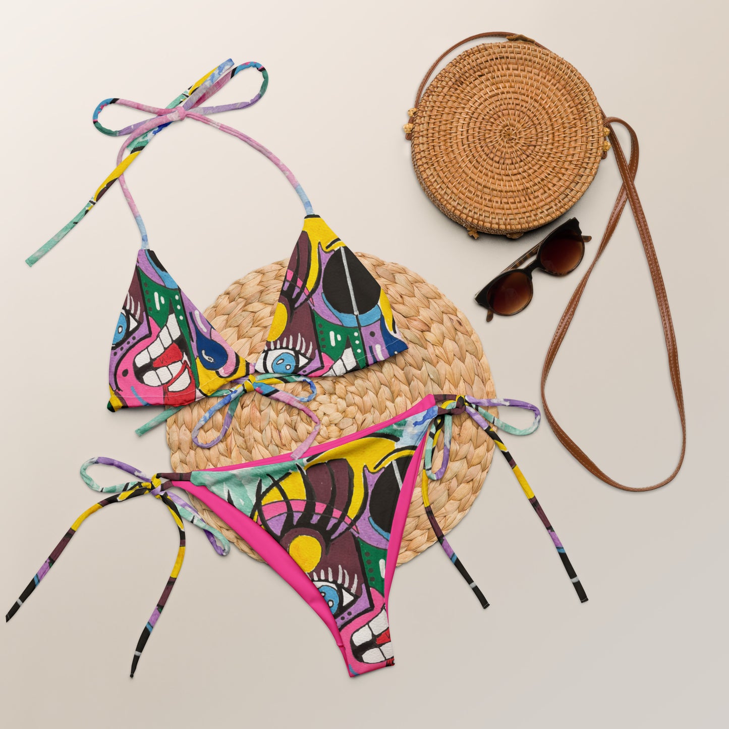 La Piroba All-over print recycled string bikini