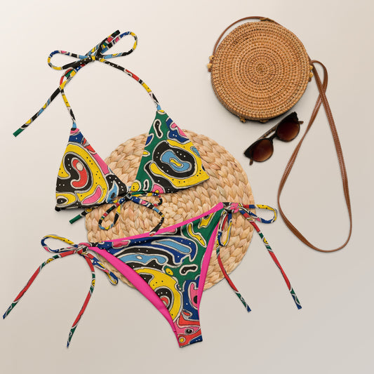 Colors All-over print recycled string bikini