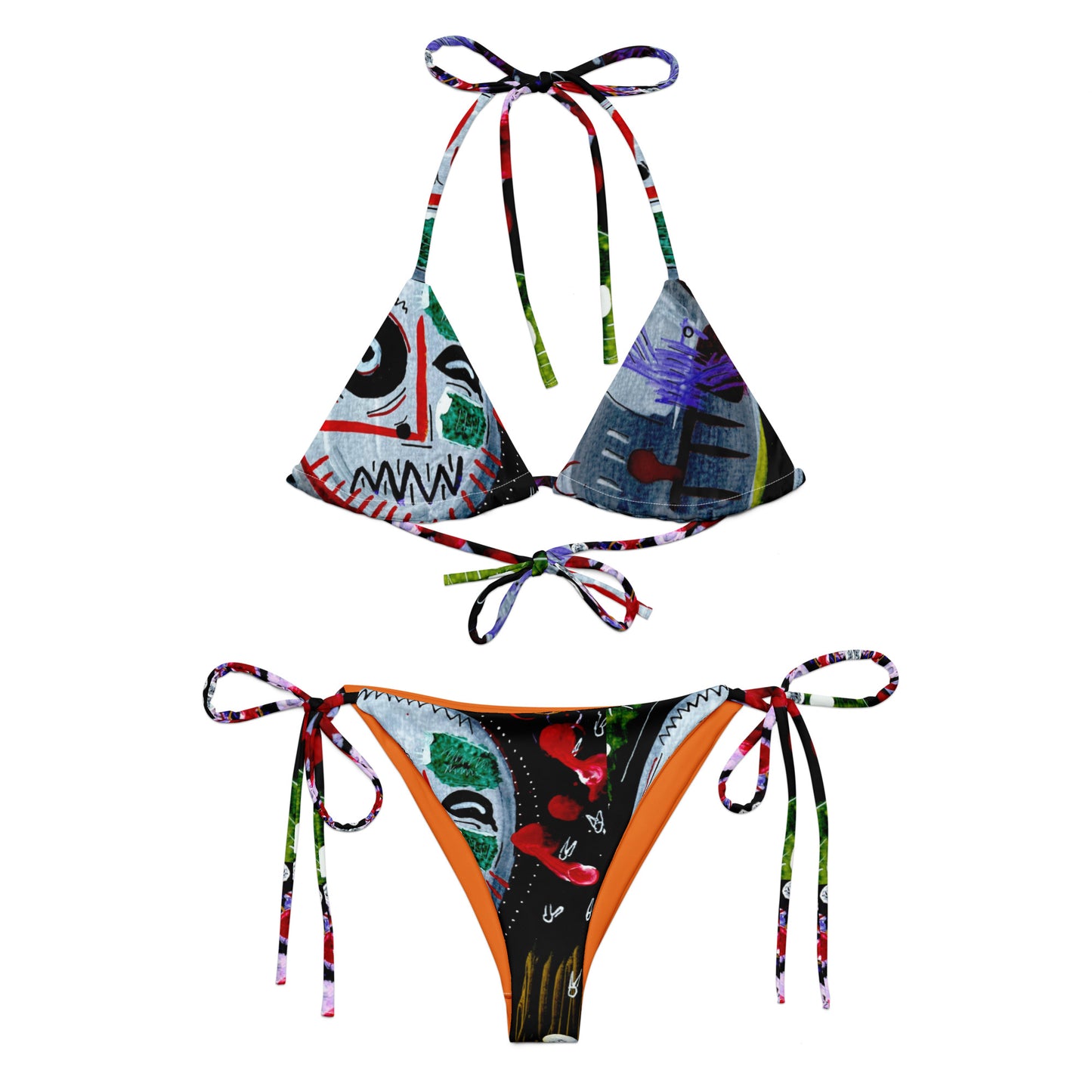 Black John All-over print recycled string bikini