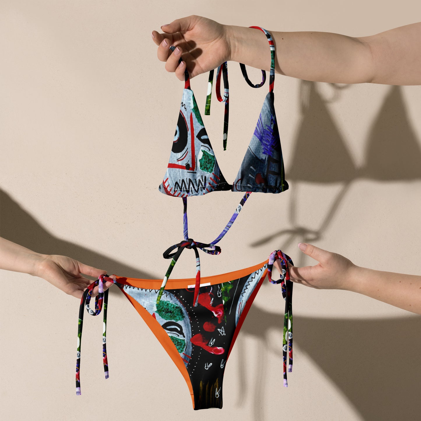 Black John All-over print recycled string bikini