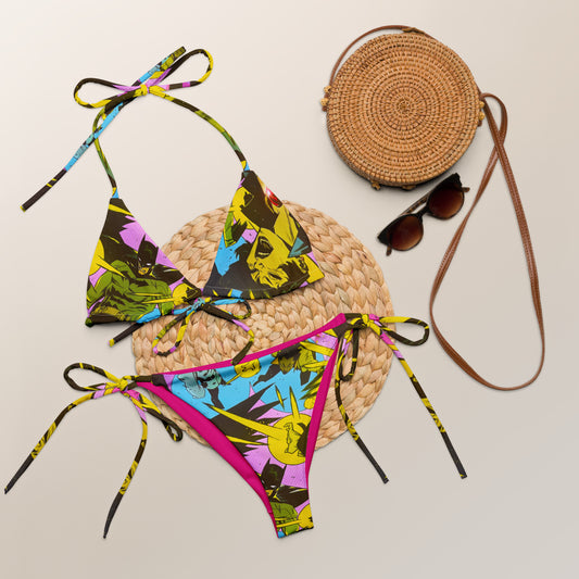 Comic All-over print recycled string bikini