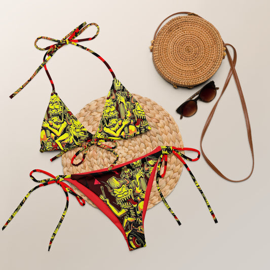 Metal Race All-over print recycled string bikini