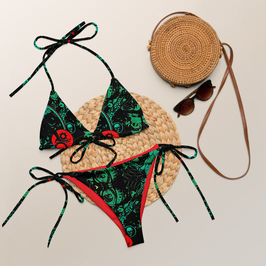 Snake All-over print recycled string bikini