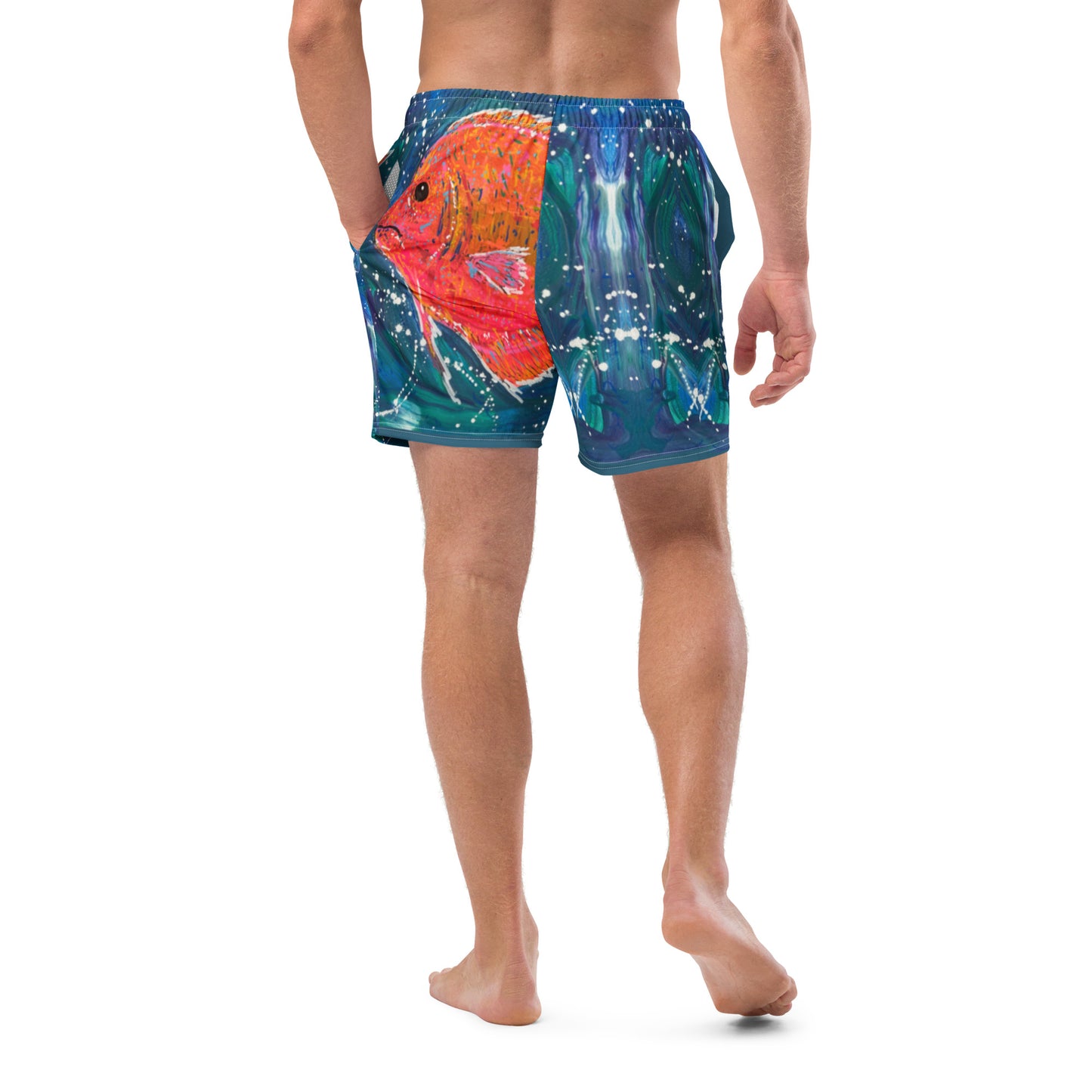 Fish All-Over Print Recycled Swim Trunks