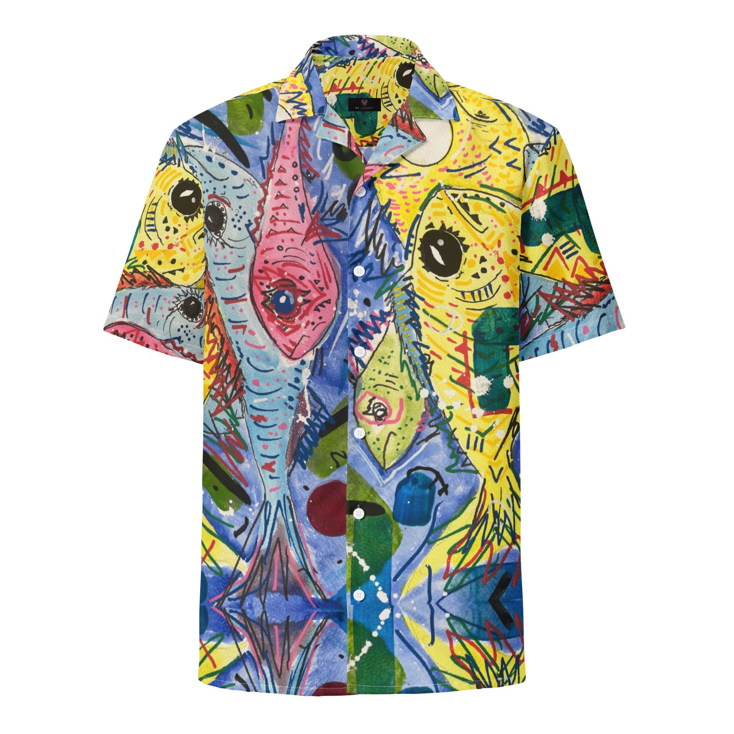 Fish II button shirt / Guayabera