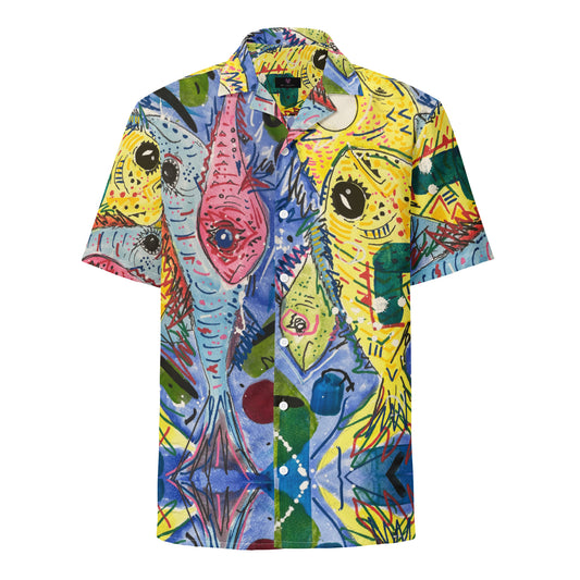 Fish II button shirt / Guayabera