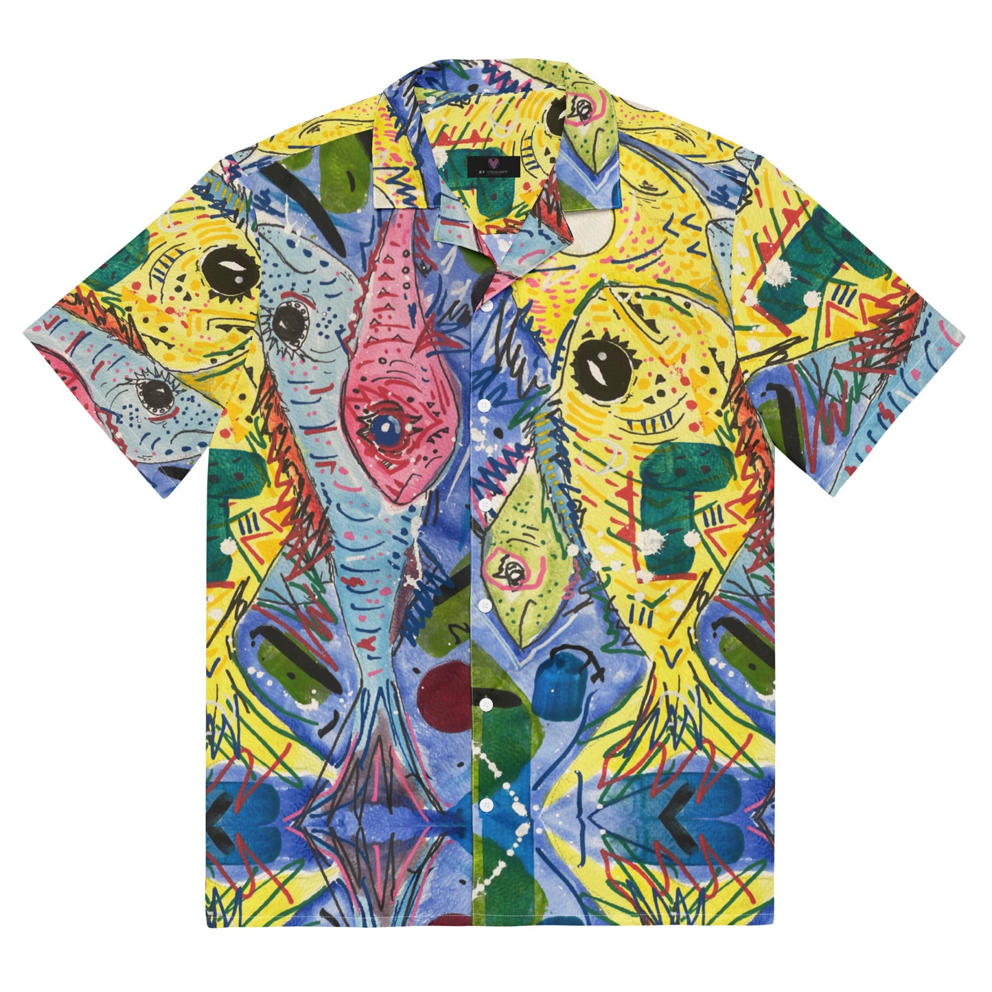 Fish II button shirt / Guayabera