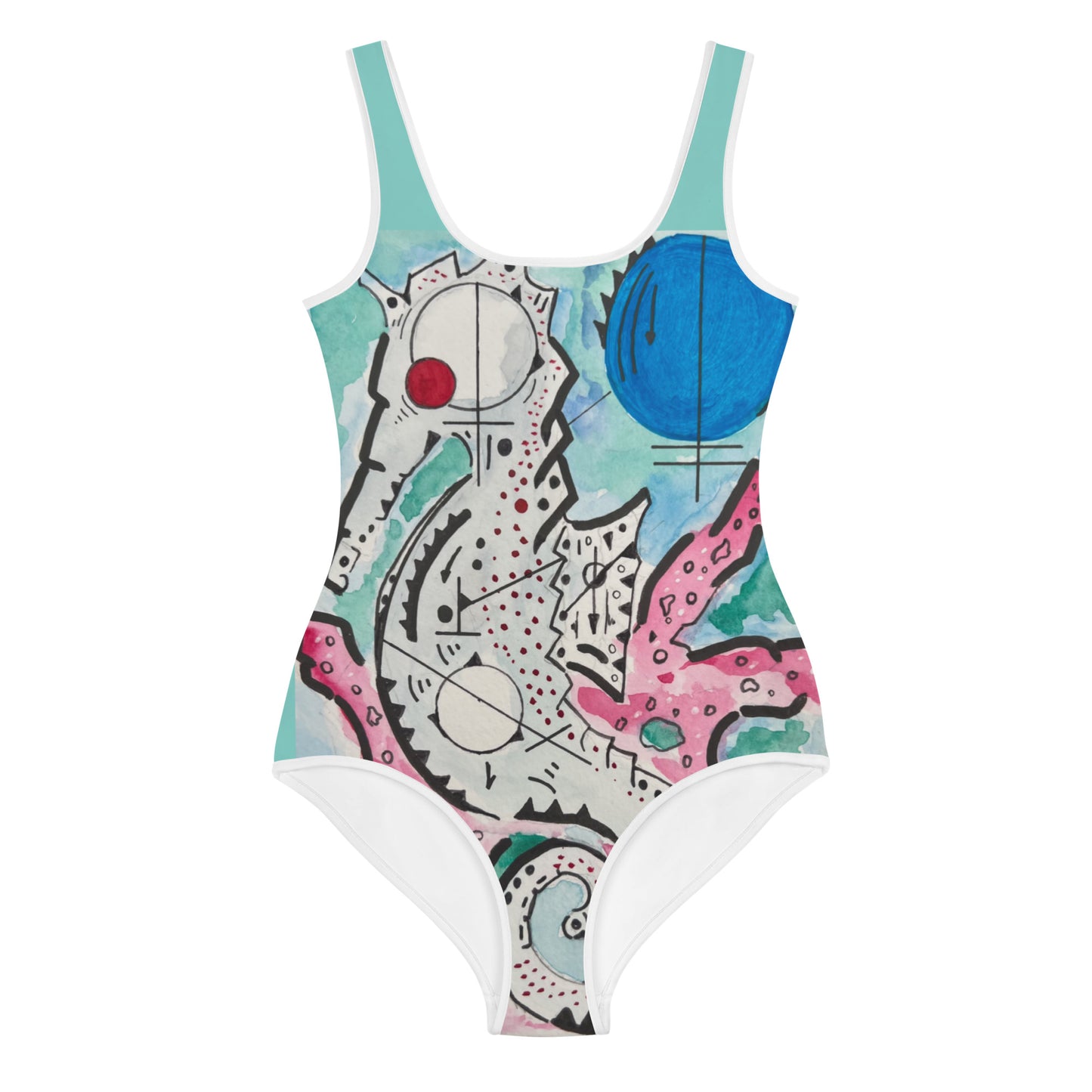 SeaHorse All-Over Print Youth Swimsuit