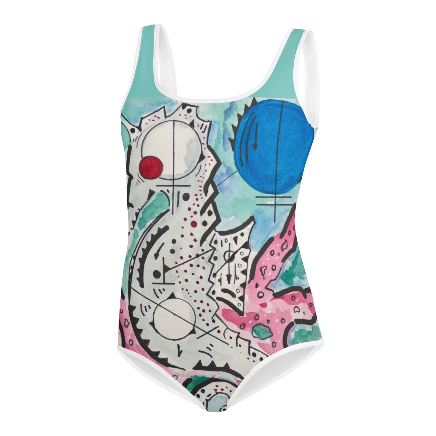 SeaHorse All-Over Print Youth Swimsuit